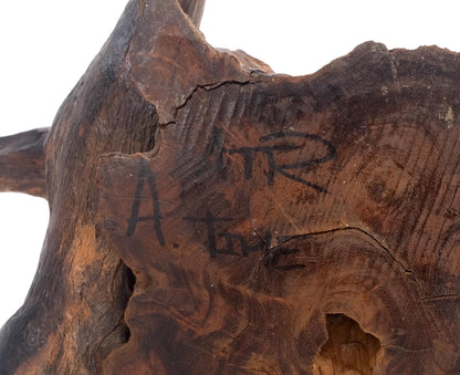 EstablishedLines Large 25" Tall Artist Signed Driftwood Root Burl Wood Natural Sculpture NICE!