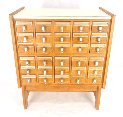 Oak Aluminum Apothecary 30 Drawers Apothecary Cabinet on Solid Legs Formica Top
