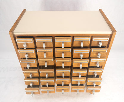 Oak Aluminum Apothecary 30 Drawers Apothecary Cabinet on Solid Legs Formica Top