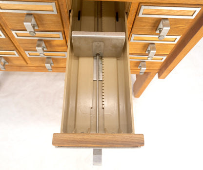 Oak Aluminum Apothecary 30 Drawers Apothecary Cabinet on Solid Legs Formica Top