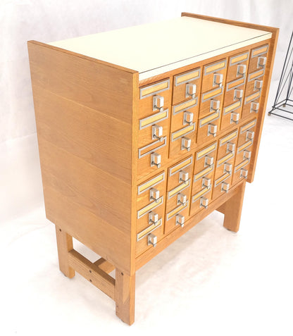 Oak Aluminum Apothecary 30 Drawers Apothecary Cabinet on Solid Legs Formica Top