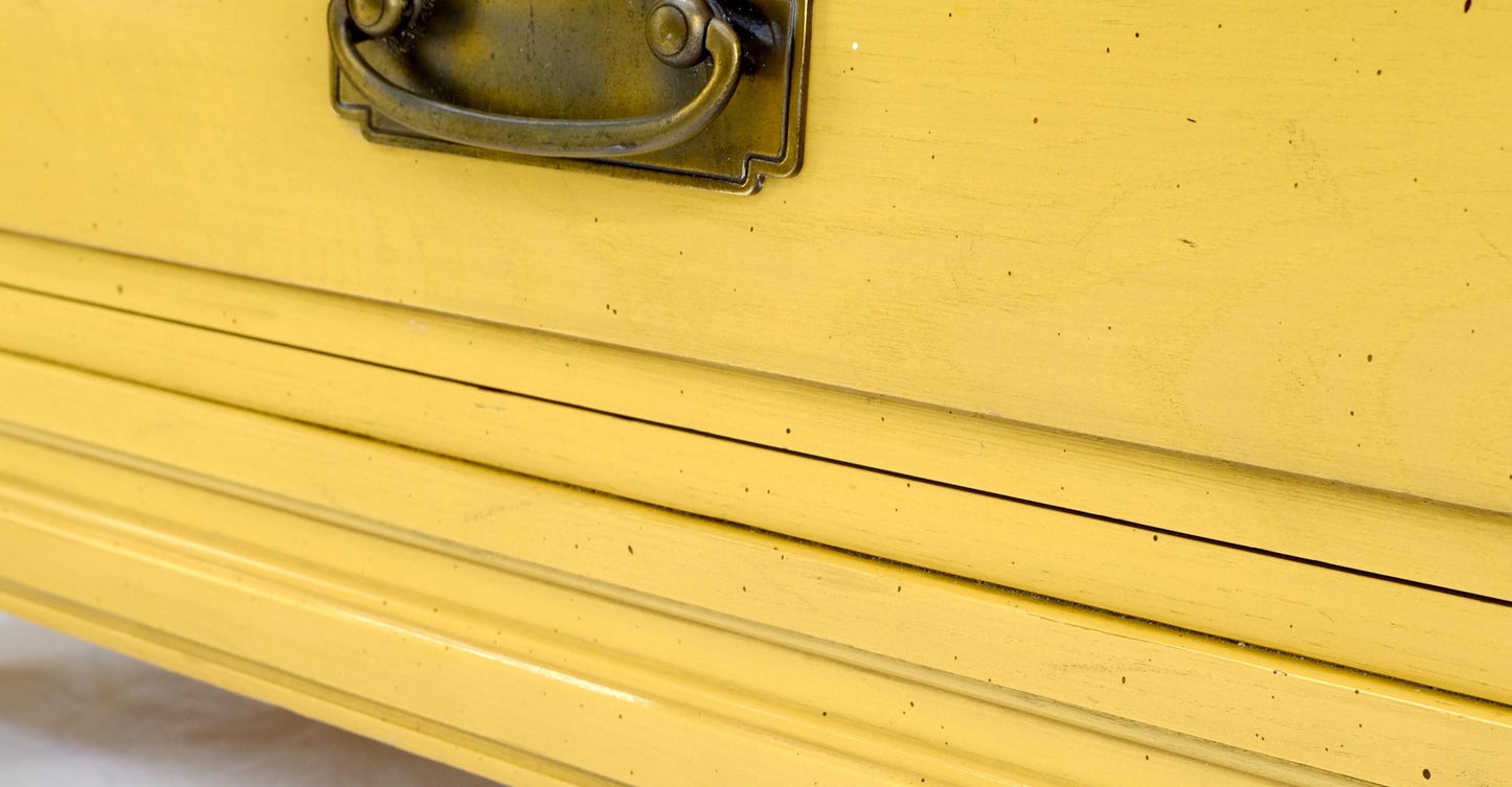 EstablishedLines Pair Davis Mid-Century Modern Lemon Yellow Drop Pulls 3 Drawers Bachelor Chests