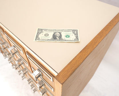 Oak Aluminum Apothecary 30 Drawers Apothecary Cabinet on Solid Legs Formica Top