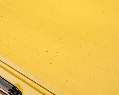 EstablishedLines Pair Davis Mid-Century Modern Lemon Yellow Drop Pulls 3 Drawers Bachelor Chests