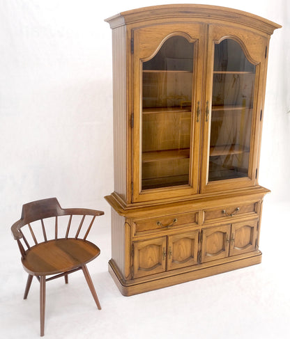 Blond Wood Dome Shape Top Two Doors 54" Cupboard Breakfront Cabinet Shelf MINT