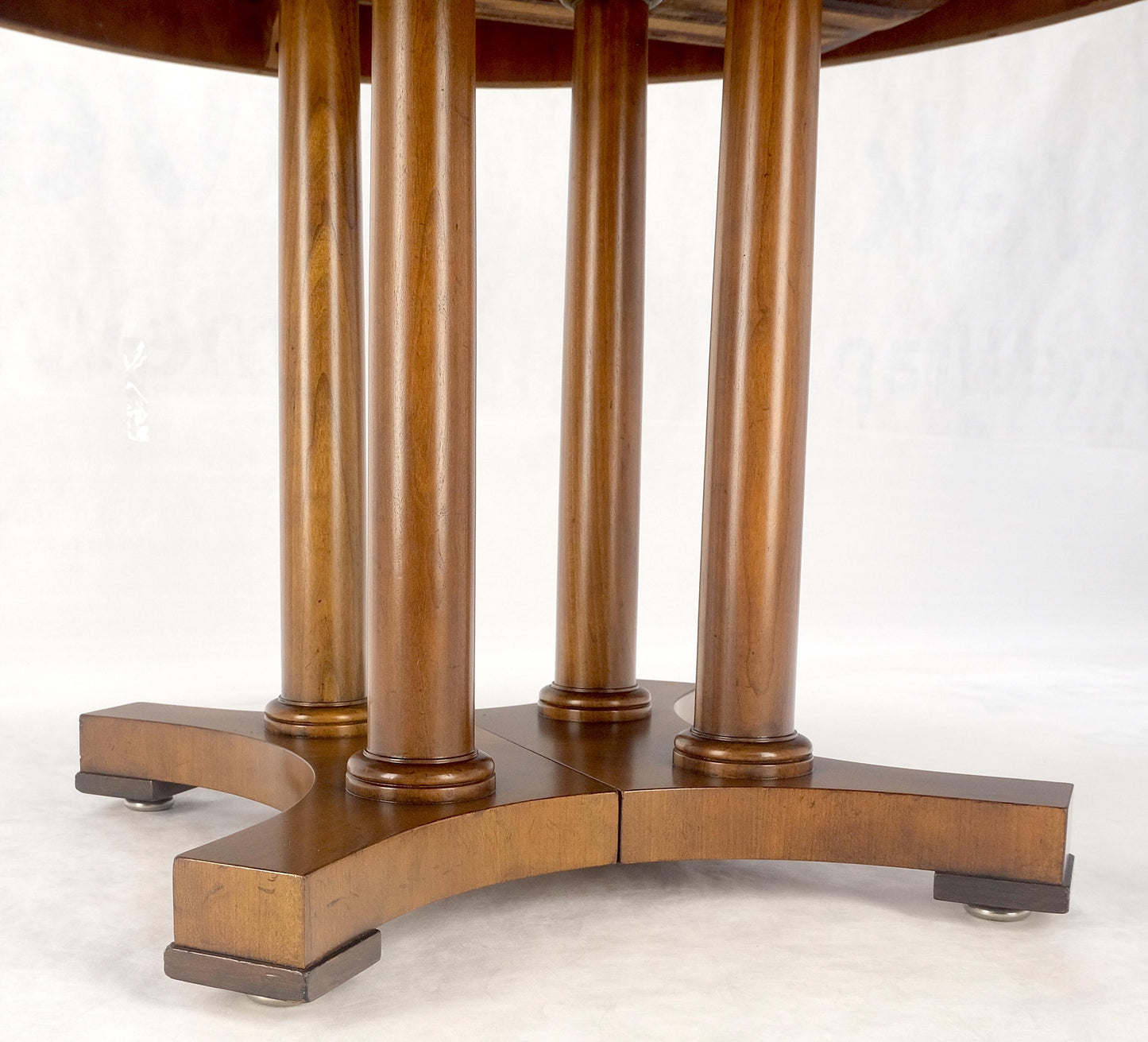 Baker Round Racetrack Single Pedestal Base Two Leave Fruitwood Dining Table MINT