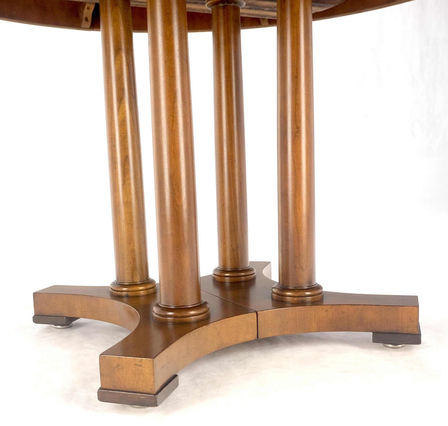 Baker Round Racetrack Single Pedestal Base Two Leave Fruitwood Dining Table MINT