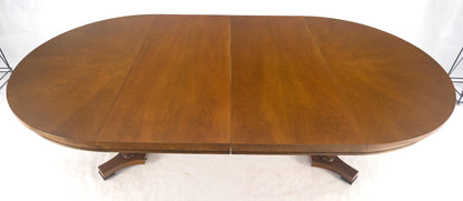 Baker Round Racetrack Single Pedestal Base Two Leave Fruitwood Dining Table MINT