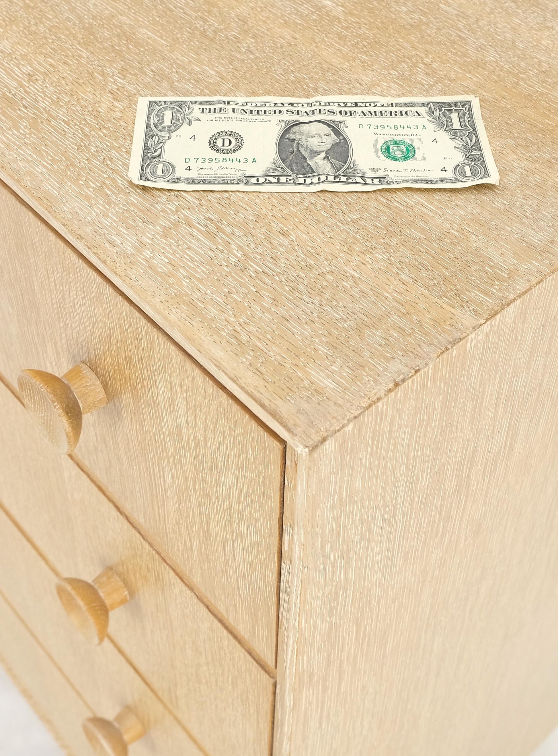EstablishedLines Cerused Oak 4 Drawers Compact Dresser Bachelor Chest Cabinet Mid-Century Modern