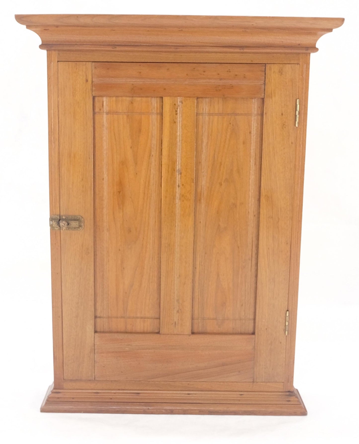 Victorian Solid Walnut Hanging Flat Wall Cabinet for Keys Crown Top MINT