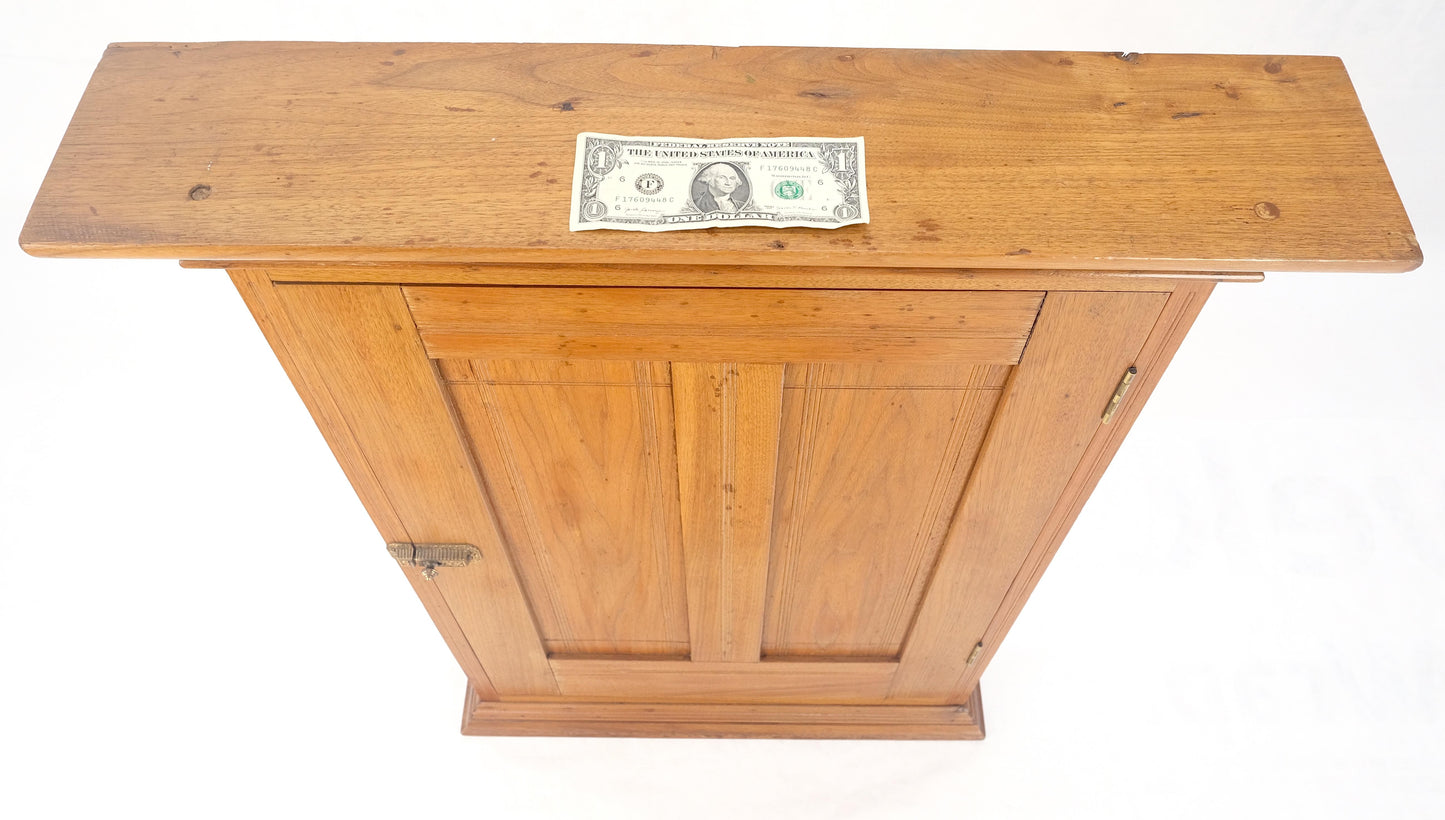 Victorian Solid Walnut Hanging Flat Wall Cabinet for Keys Crown Top MINT