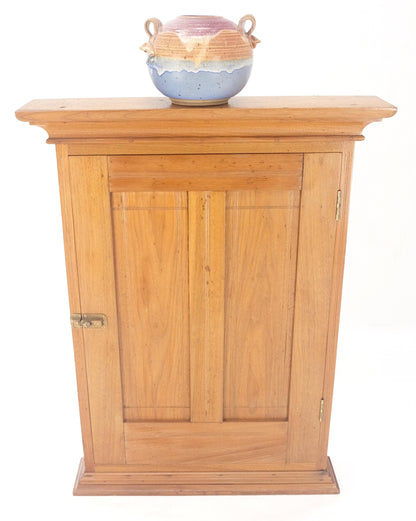 Victorian Solid Walnut Hanging Flat Wall Cabinet for Keys Crown Top MINT
