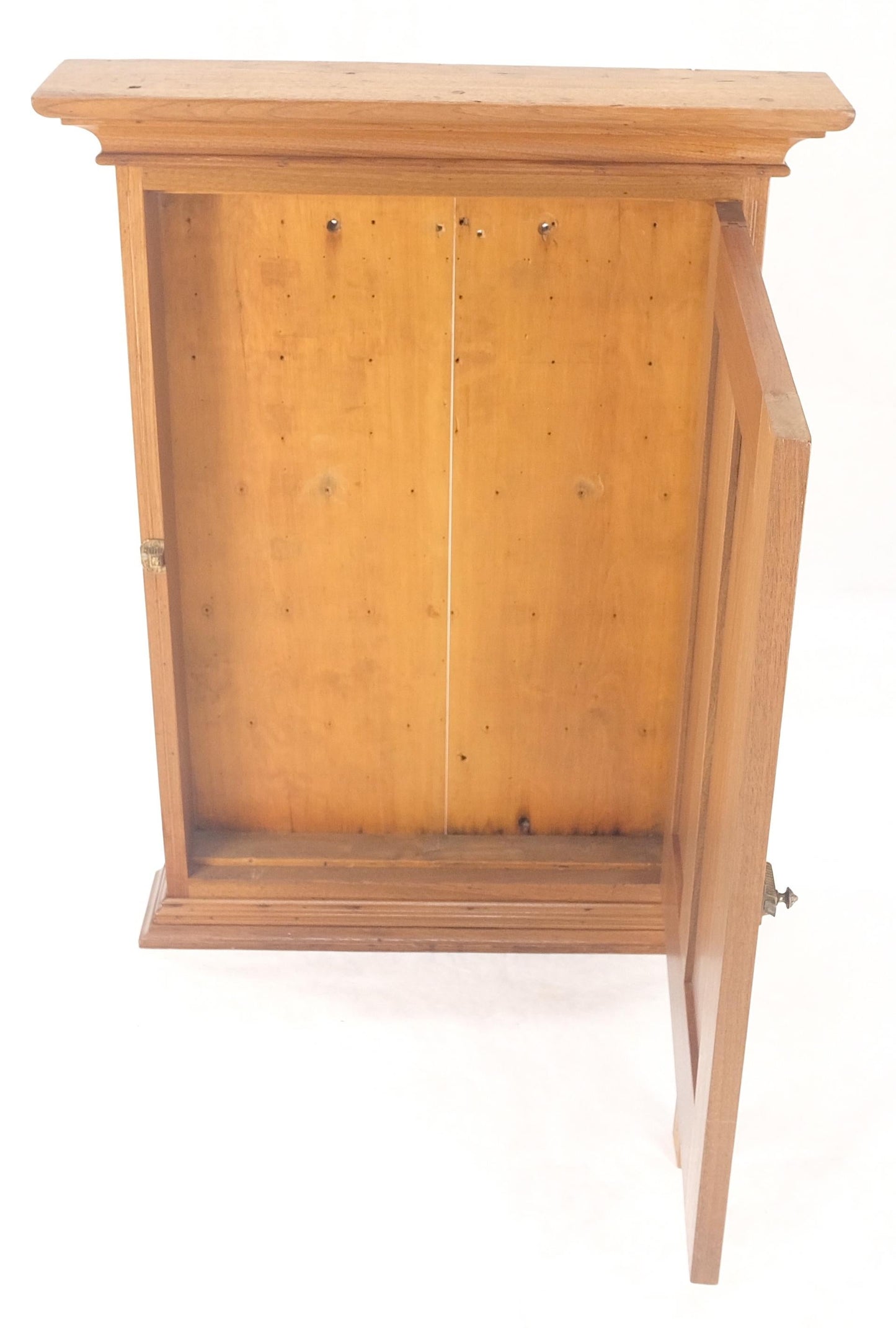 Victorian Solid Walnut Hanging Flat Wall Cabinet for Keys Crown Top MINT