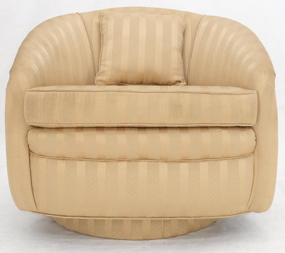 EstablishedLines Barrel Back Striped Upholstery Swivel Lounge Chair Milo Baughman