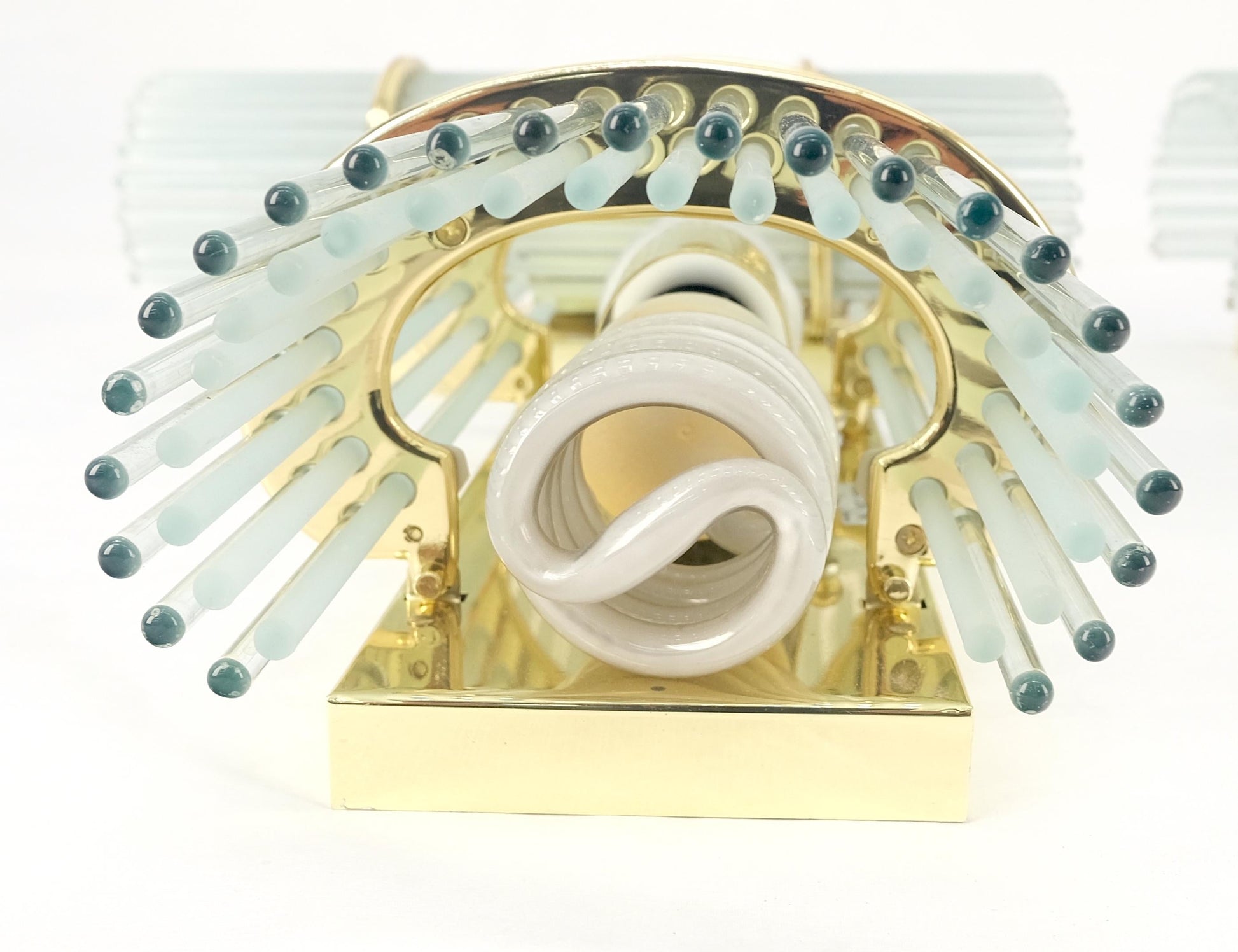 EstablishedLines Set of 4 Italian Brass & Glass Rods Prisms Wall Sconces Light Fixtures MINT