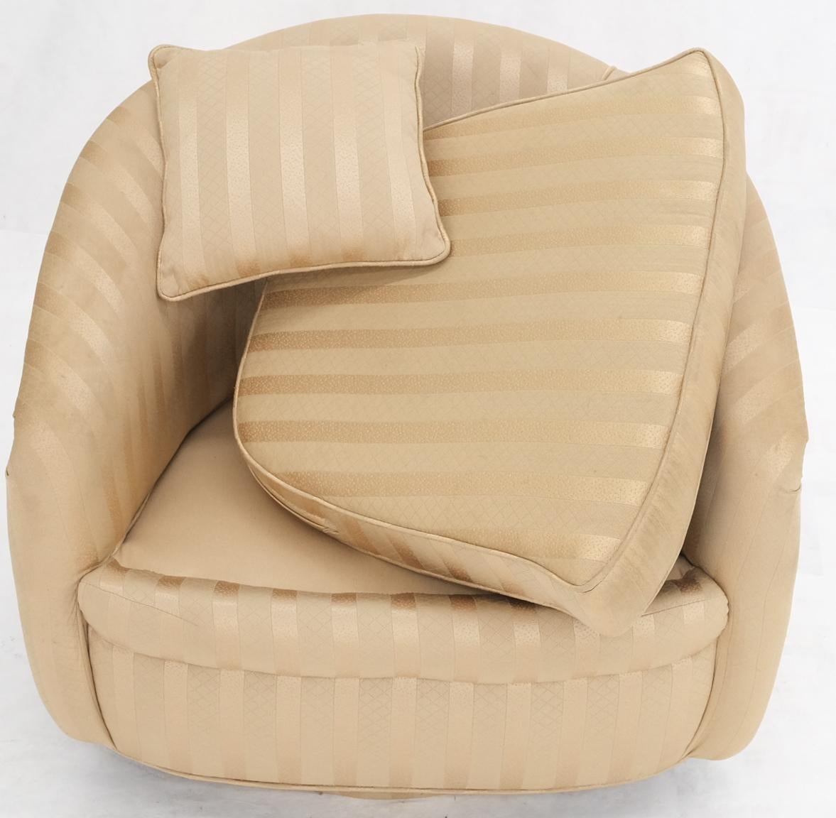 EstablishedLines Barrel Back Striped Upholstery Swivel Lounge Chair Milo Baughman