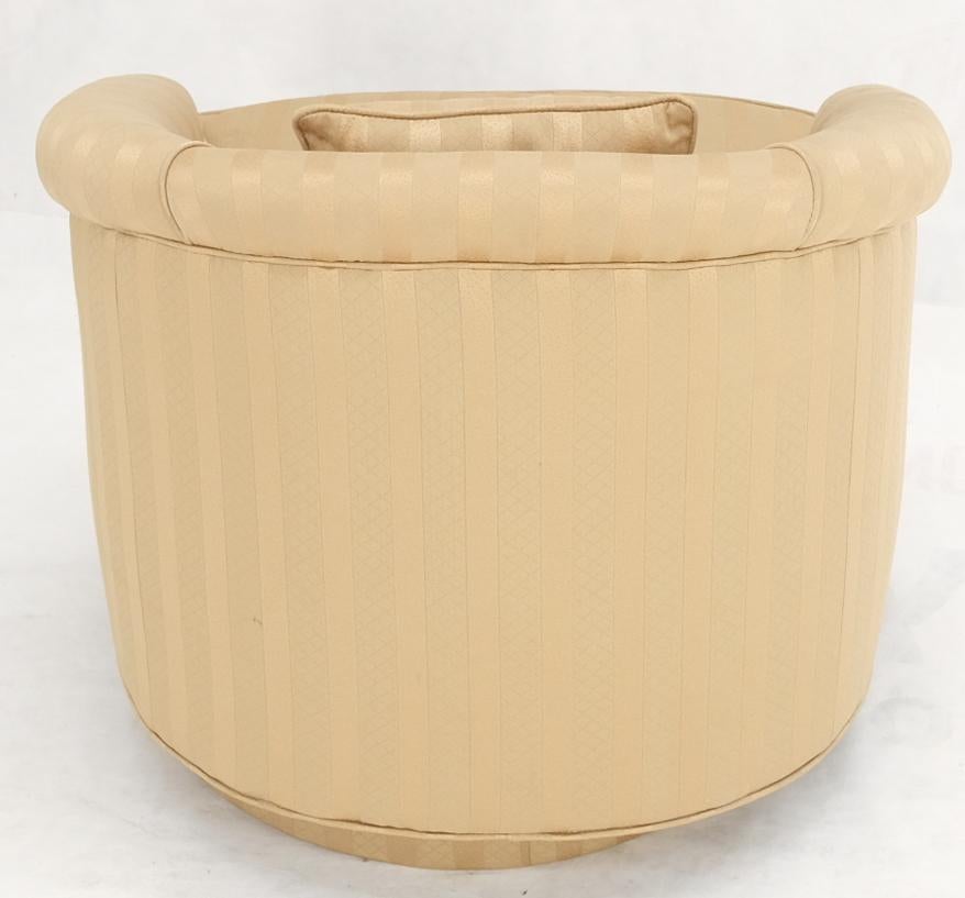 EstablishedLines Barrel Back Striped Upholstery Swivel Lounge Chair Milo Baughman