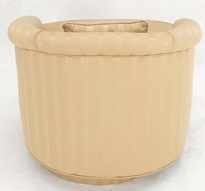 EstablishedLines Barrel Back Striped Upholstery Swivel Lounge Chair Milo Baughman