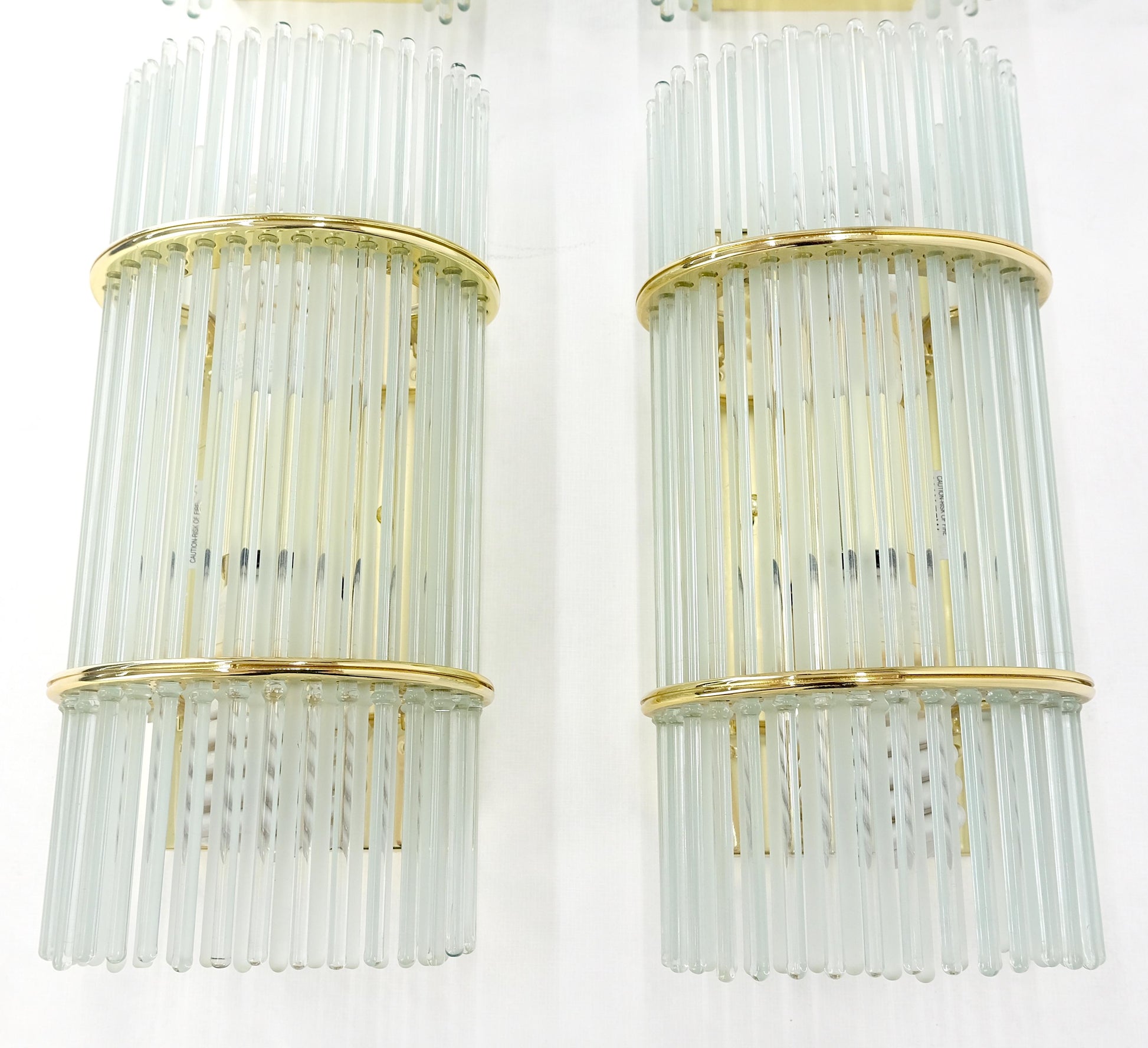 EstablishedLines Set of 4 Italian Brass & Glass Rods Prisms Wall Sconces Light Fixtures MINT