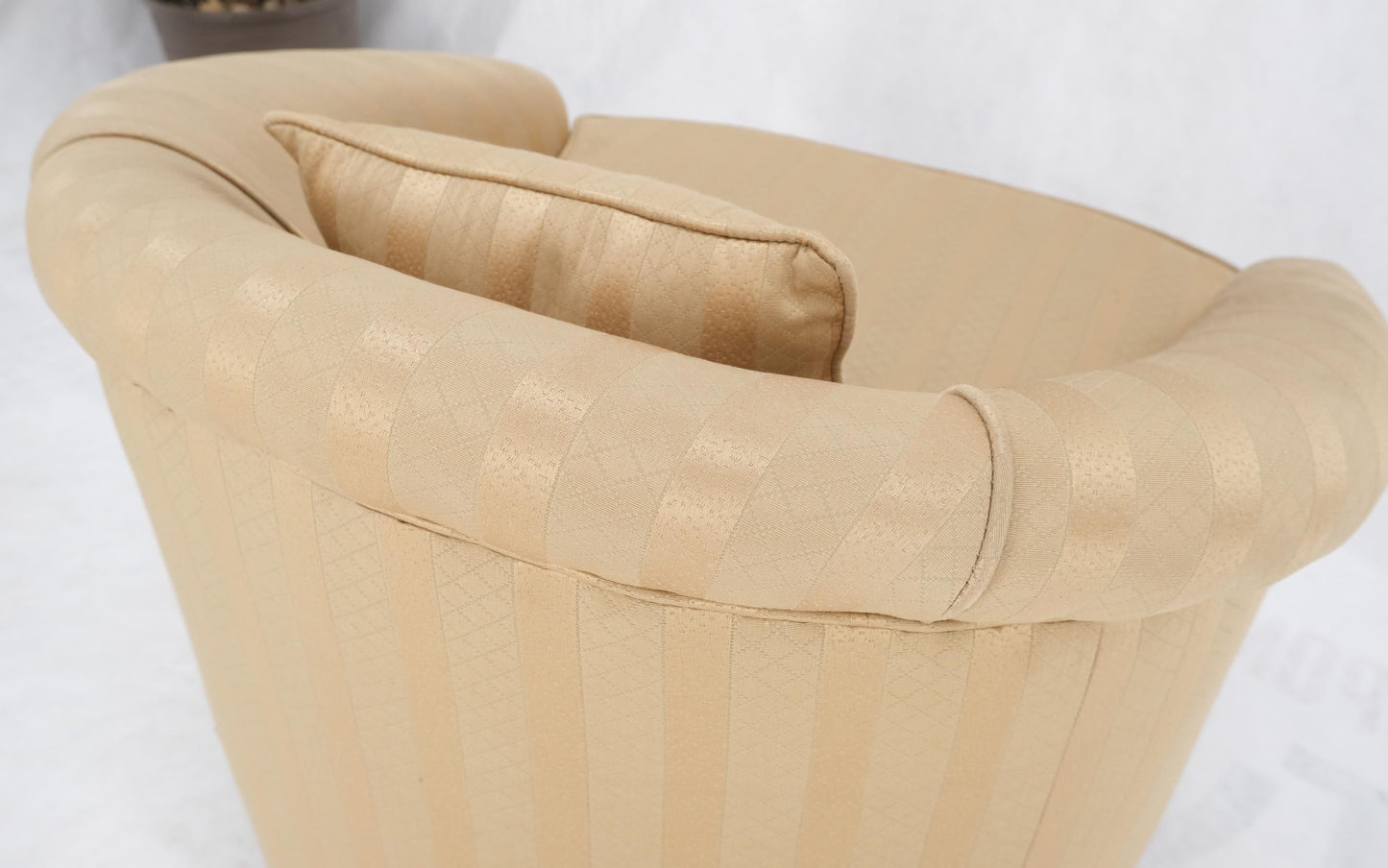 EstablishedLines Barrel Back Striped Upholstery Swivel Lounge Chair Milo Baughman