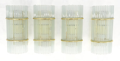 EstablishedLines Set of 4 Italian Brass & Glass Rods Prisms Wall Sconces Light Fixtures MINT