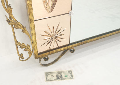 EstablishedLines Large Standing 9' Tall Forged Gold Gilt Metal Leafs & Flowers Mirror CLEAN!