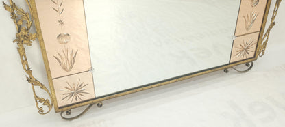 EstablishedLines Large Standing 9' Tall Forged Gold Gilt Metal Leafs & Flowers Mirror CLEAN!