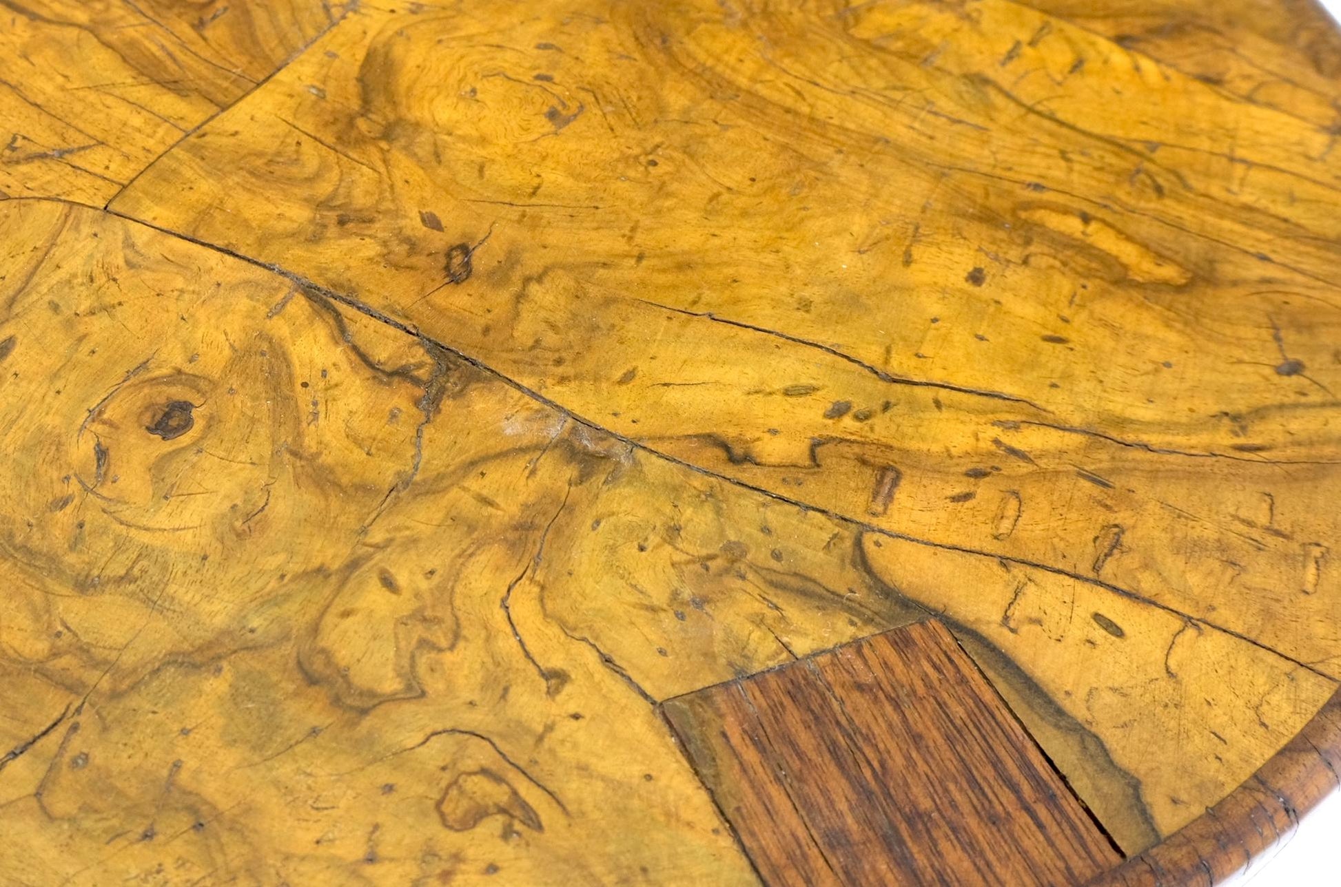 EstablishedLines Cylinder Drum Shape 4 Drawers Italian Burl Olive Wood Small Dresser Stand Table