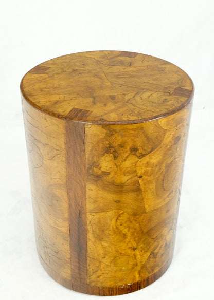 EstablishedLines Cylinder Drum Shape 4 Drawers Italian Burl Olive Wood Small Dresser Stand Table