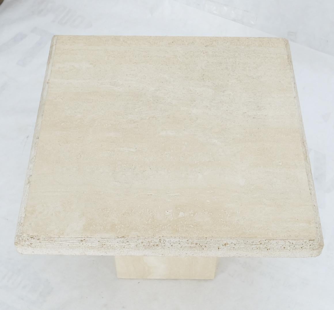 EstablishedLines Travertine Square Pedestal Base Coffee Side Occasional Lamp Table