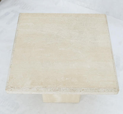 EstablishedLines Travertine Square Pedestal Base Coffee Side Occasional Lamp Table