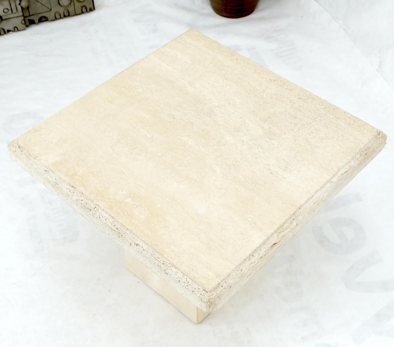 EstablishedLines Travertine Square Pedestal Base Coffee Side Occasional Lamp Table