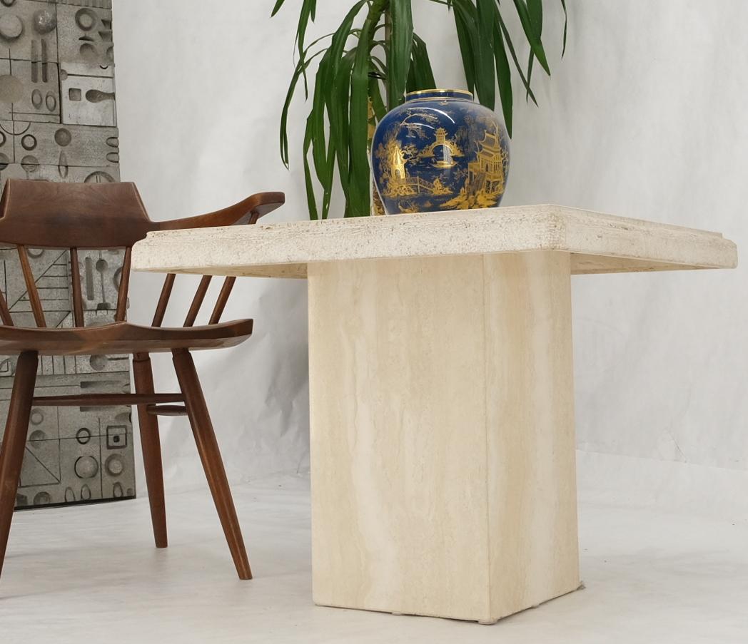 EstablishedLines Travertine Square Pedestal Base Coffee Side Occasional Lamp Table
