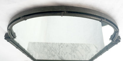 EstablishedLines Faux Bamboo White Marble Top Hanging Wall Console Table Dome Top Mirror Set MINT