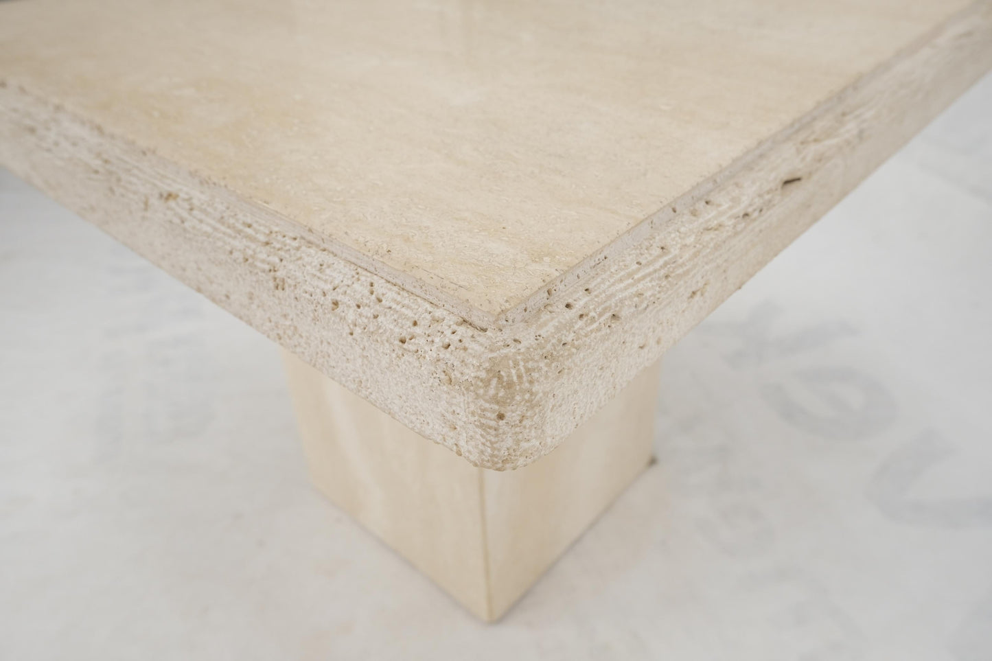 EstablishedLines Travertine Square Pedestal Base Coffee Side Occasional Lamp Table