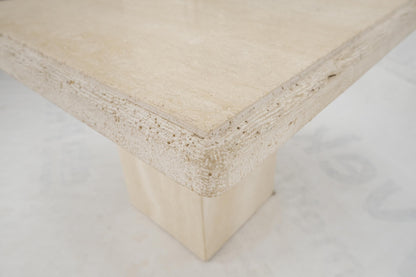 EstablishedLines Travertine Square Pedestal Base Coffee Side Occasional Lamp Table
