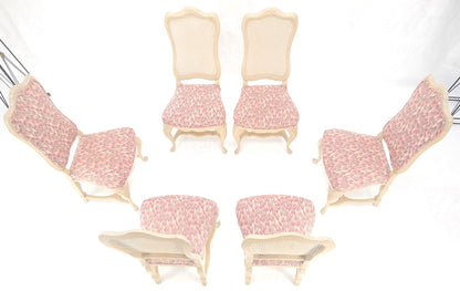 EstablishedLines Set 6 Tall Back Thick Cream Lacquer Carved French  Dining Chairs Stretchers MINT