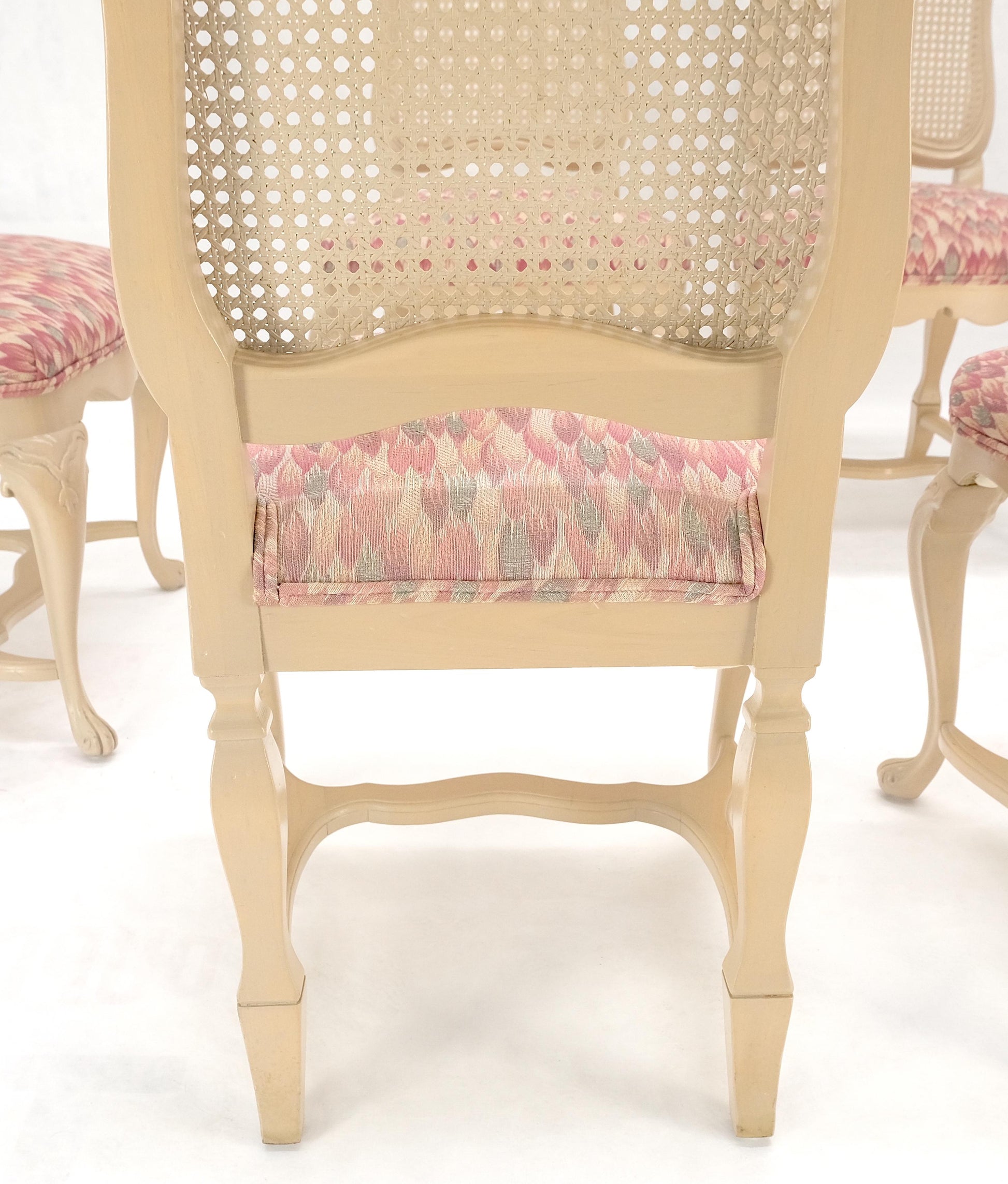 EstablishedLines Set 6 Tall Back Thick Cream Lacquer Carved French  Dining Chairs Stretchers MINT