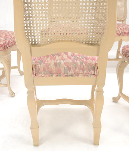 EstablishedLines Set 6 Tall Back Thick Cream Lacquer Carved French  Dining Chairs Stretchers MINT