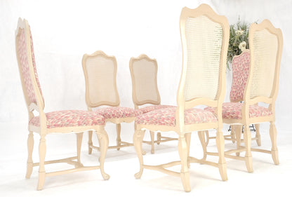 EstablishedLines Set 6 Tall Back Thick Cream Lacquer Carved French  Dining Chairs Stretchers MINT