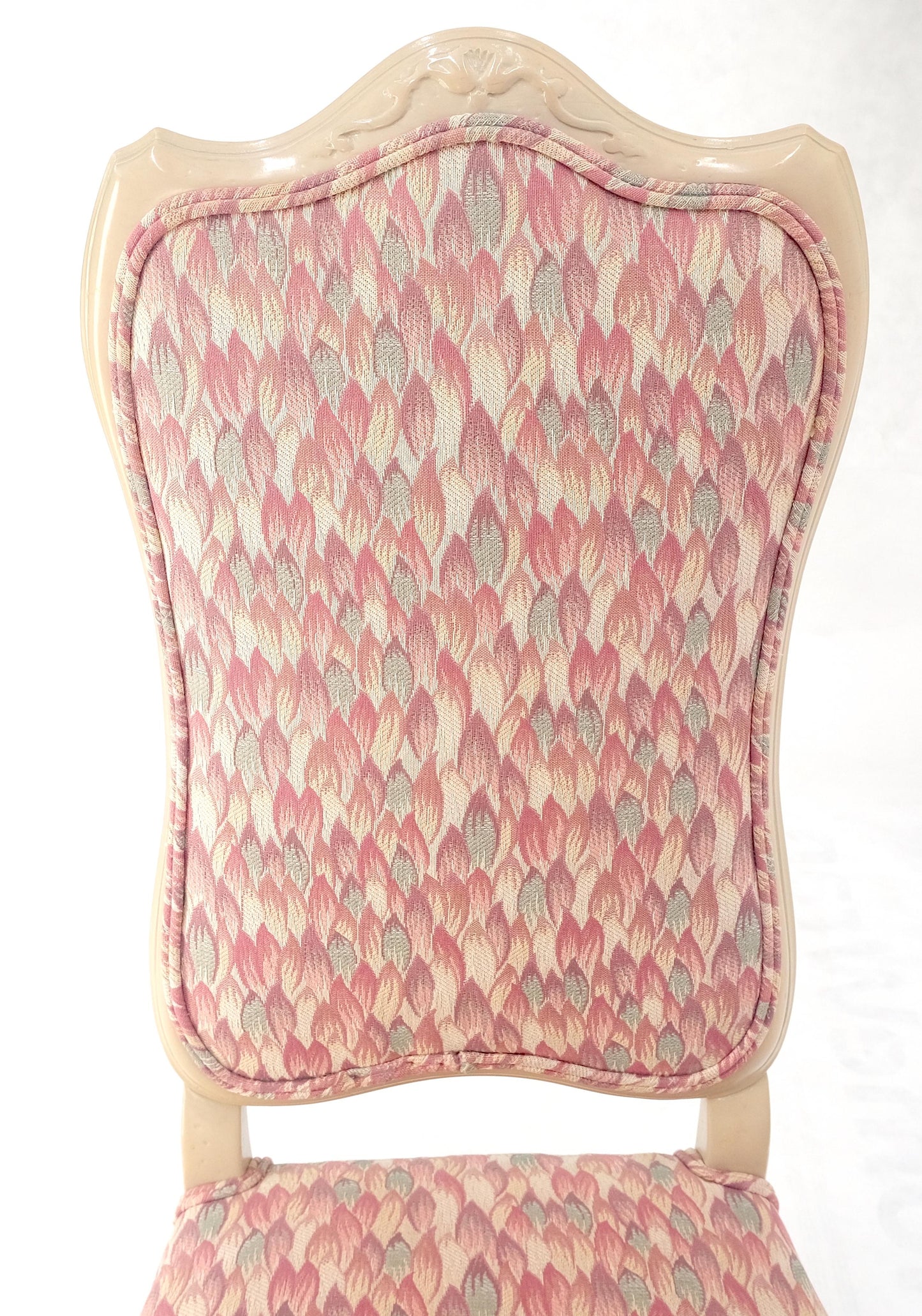 EstablishedLines Set 6 Tall Back Thick Cream Lacquer Carved French  Dining Chairs Stretchers MINT