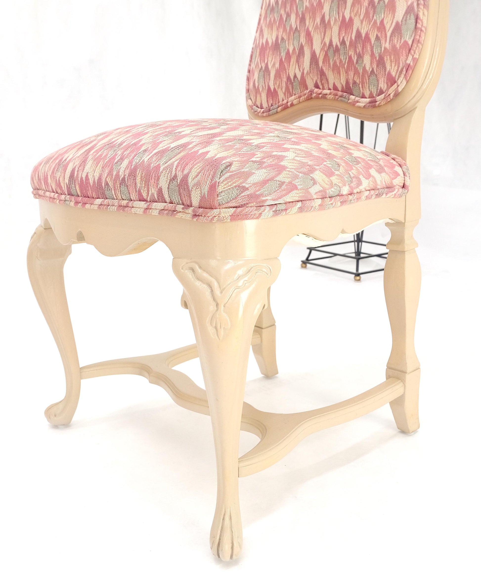 EstablishedLines Set 6 Tall Back Thick Cream Lacquer Carved French  Dining Chairs Stretchers MINT