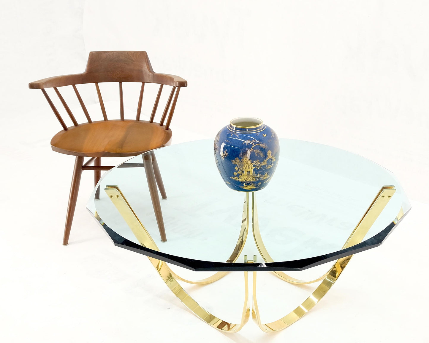 Roger Sprunger for Dunbar Mid-Century Modern Brass Glass Coffee Table Clean!