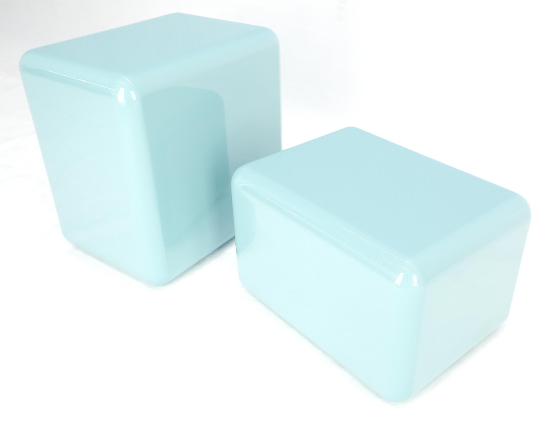EstablishedLines Non Matching Pair Rounded Edges and Corners Thick Enamel Finish Side End Tables