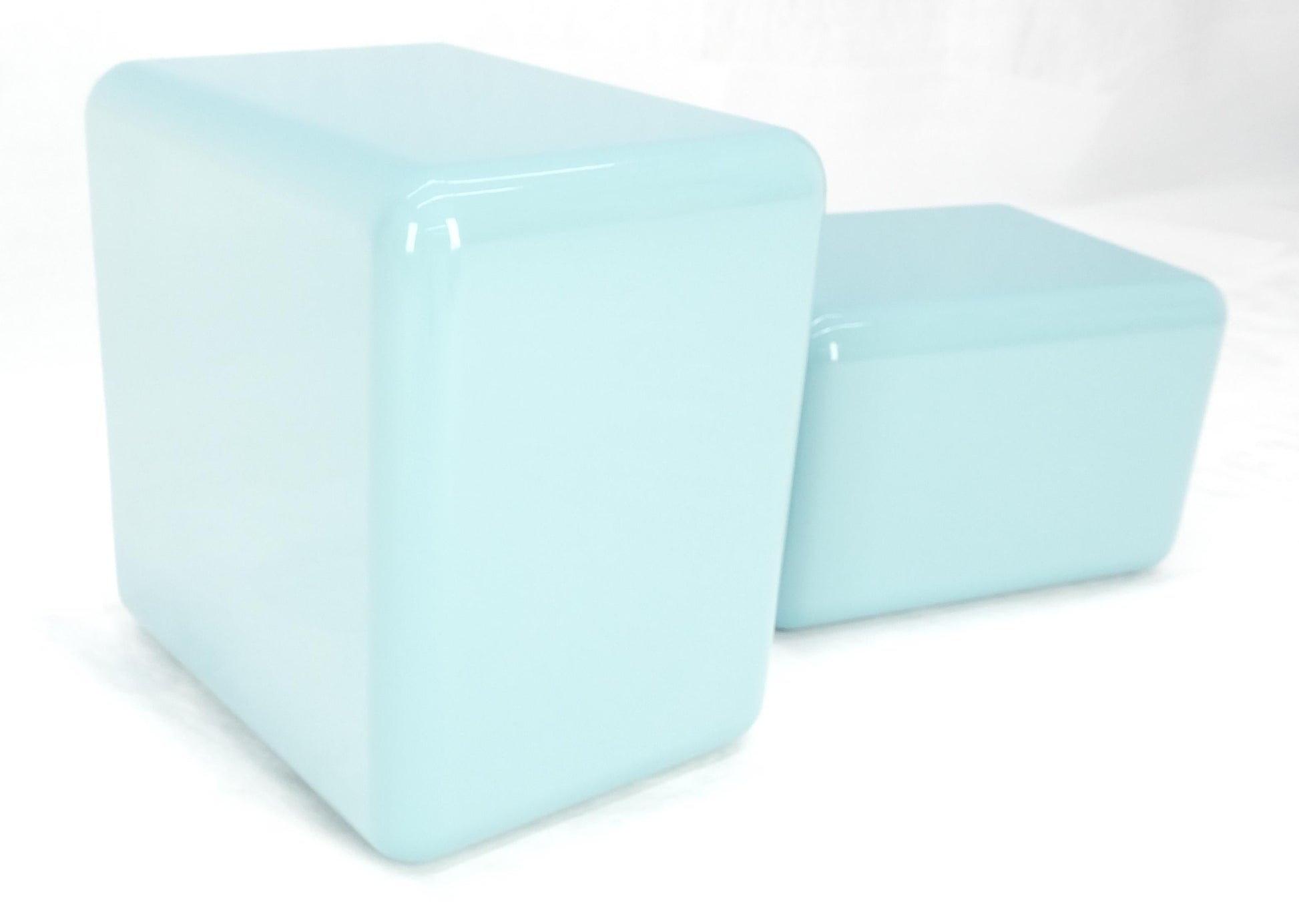 EstablishedLines Non Matching Pair Rounded Edges and Corners Thick Enamel Finish Side End Tables