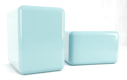 EstablishedLines Non Matching Pair Rounded Edges and Corners Thick Enamel Finish Side End Tables