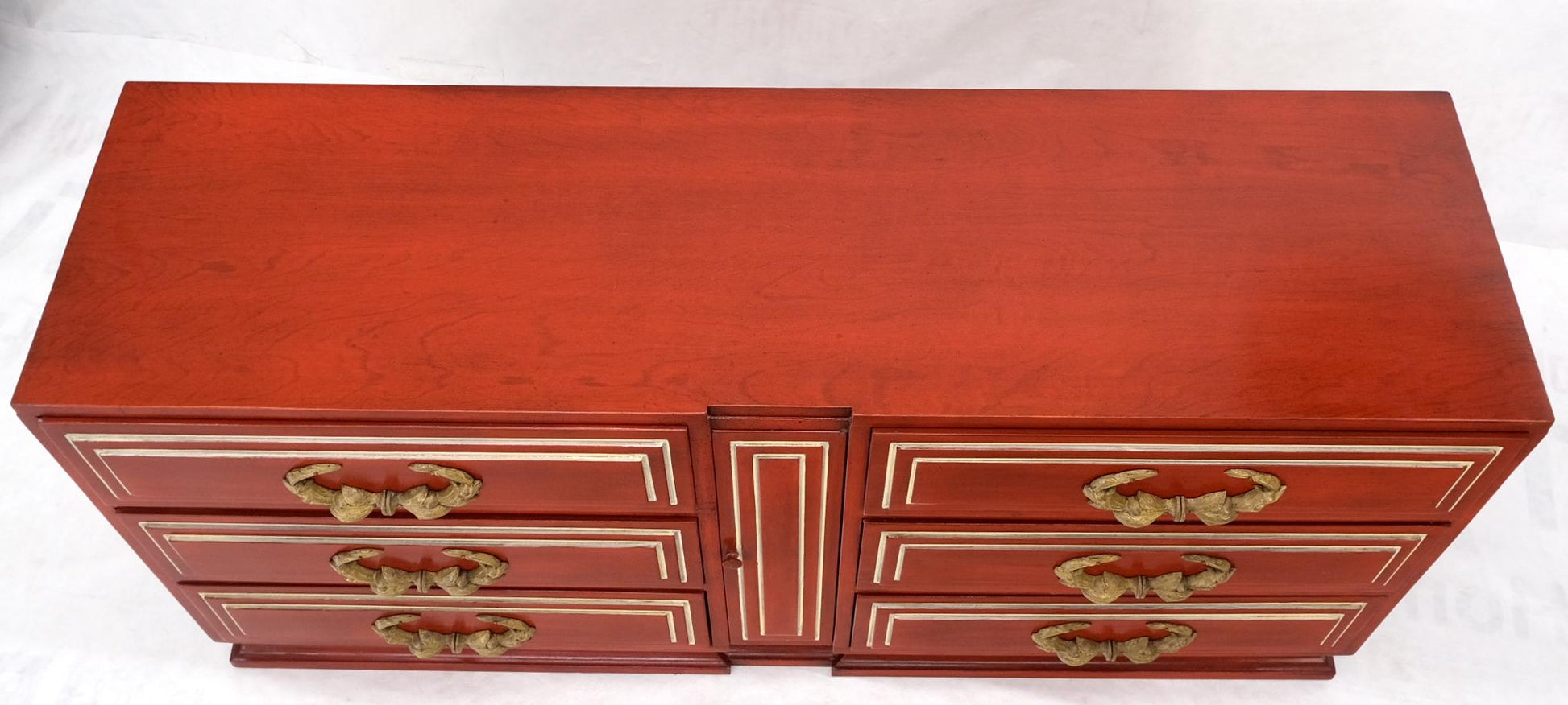 EstablishedLines Directoire Style Blood Tomato Red Lacquer Super Heavy Solid Brass Pulls Dresser