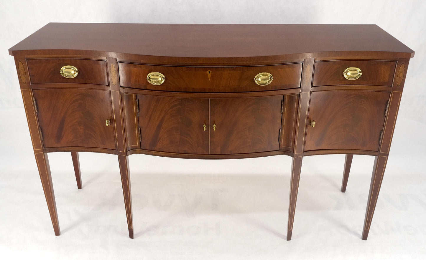 Hickory Chair Crotch Mahogany Serpentine Front Tapered Leg Inlaid Sideboard MINT