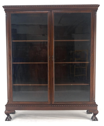 EstablishedLines Mahogany 2 Door Chippendale Style Carved Ball & Claw Feet Rope Edge Bookcase