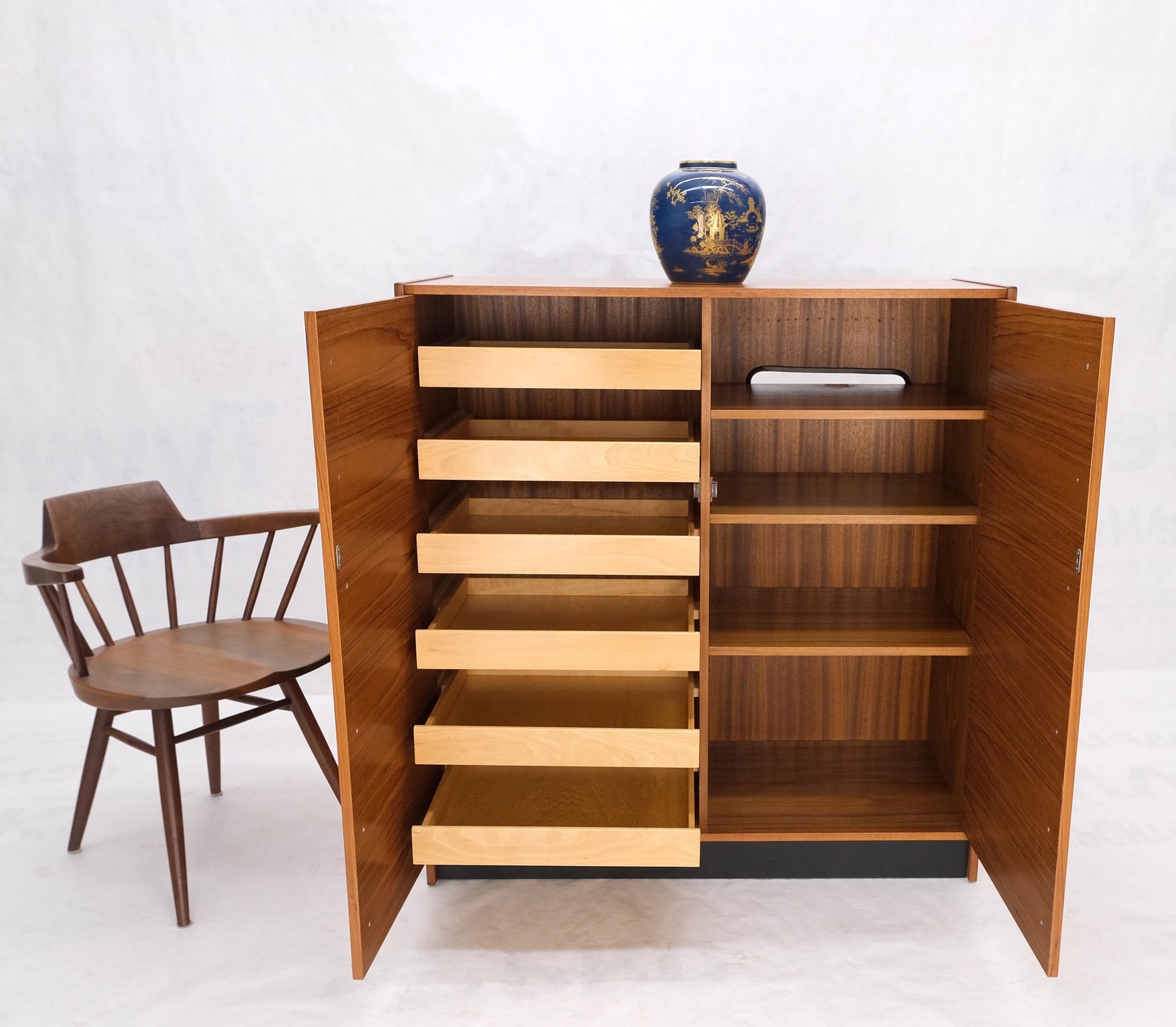 EstablishedLines Danish Mid-Century Modern Teak Side by Side Dresser Chest of Drawers Chifforobe